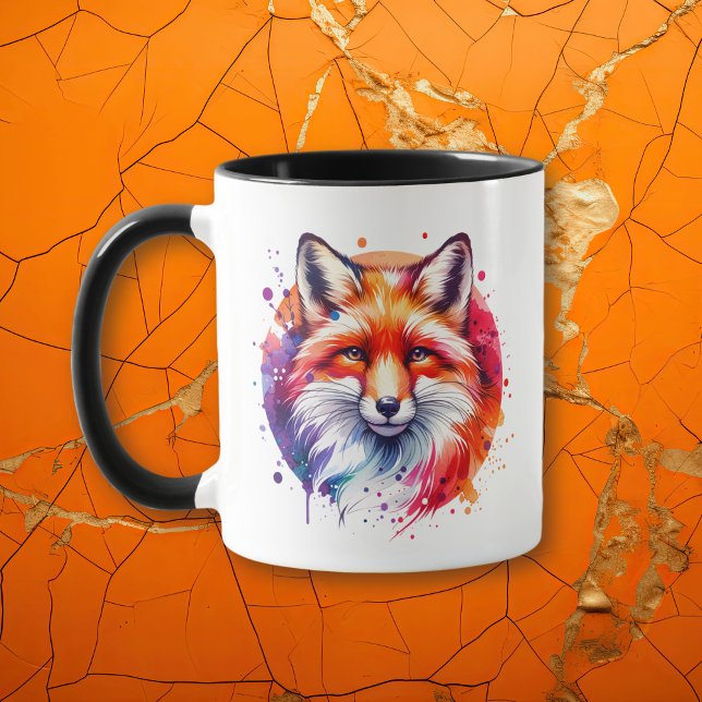 Taza Ilustracion Fox de color de agua personalizado (Subido por el creador)