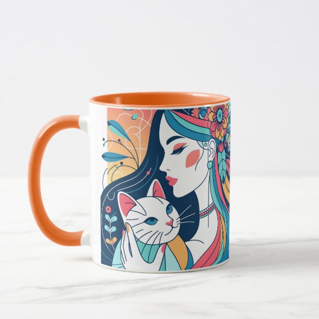 Taza Ilustracion gráfico de Cat Lady (Izquierda)