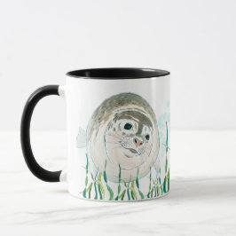 Taza Ilustracion lindo de foca de bebé Buenos días
