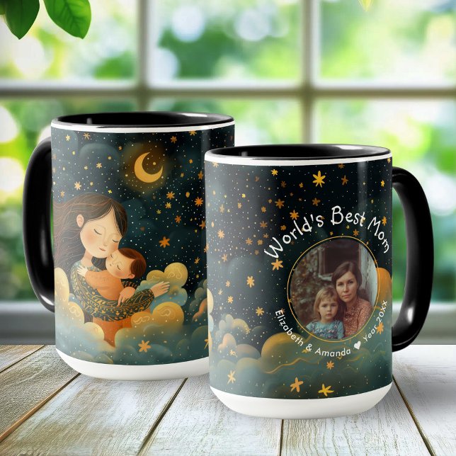 Taza Ilustracion lindo de madre e hijo | Día de la madr (Cute Illustration of Mother & Child | Mother's Day Mug)