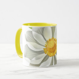 Taza Ilustración Minimalista de Loto Blanco Elegante Fl