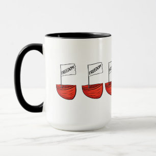 Taza Ilustracion Nautical Freedom Boat