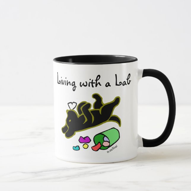Taza Ilustracion negro divertido del dibujo animado de (Derecha)