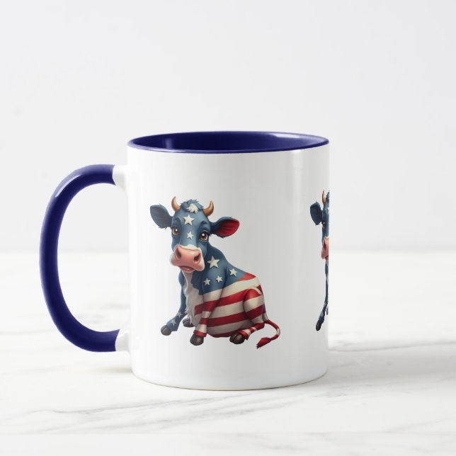 Taza Ilustracion patriótico americano de vacas de bande (Izquierda)