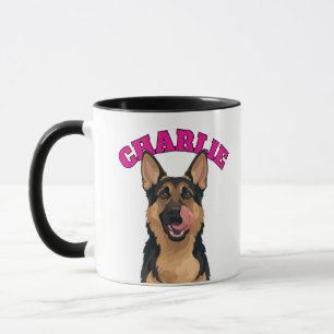 Taza Ilustración personalizada de pastor alemán hambrie