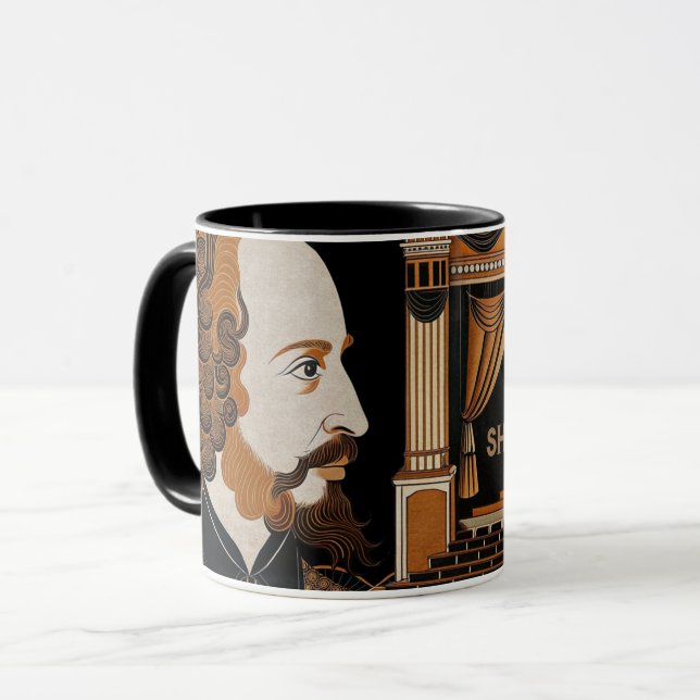 Taza Ilustracion retrato de William Shakespeare Gold (Anverso izquierdo)
