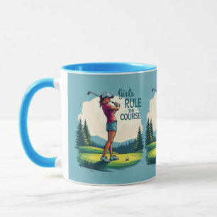 Taza Ilustración Retro de Golf 'Las Chicas Mandan en el