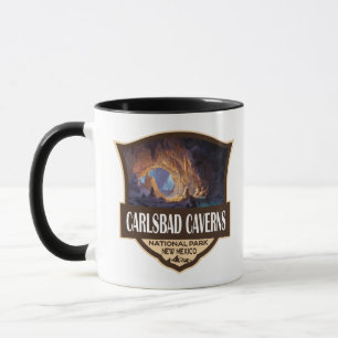 Taza Ilustración Retro del Parque Nacional Carlsbad Cav