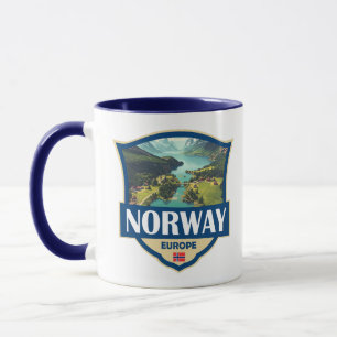 Taza Ilustración Retro Insignia de Noruega