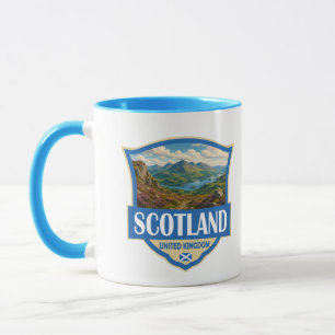 Taza Ilustración Retro Insignia Escocia Reino Unido