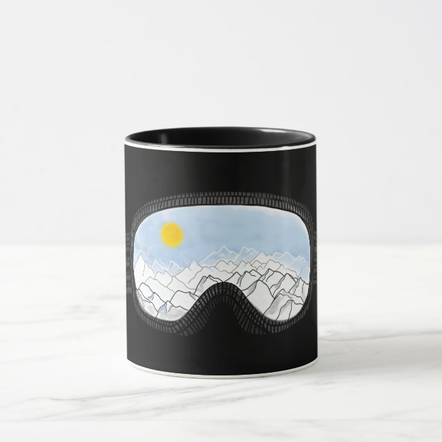 Taza Ilustracion Ski Goggles Mountain View (Centro)