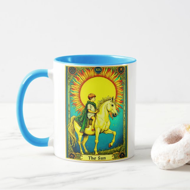 Taza Ilustracion Tarot Card, El Sol (Con donut)