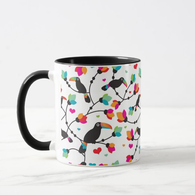 Taza ilustracion tropical del pájaro toucan lindo (Izquierda)