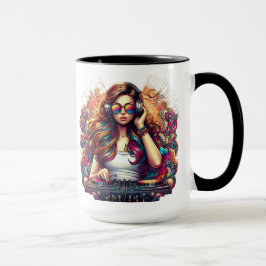 Taza Ilustracion Vibrant Chica Dj