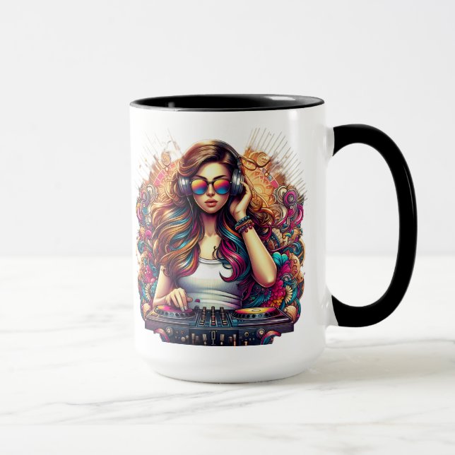 Taza Ilustracion Vibrant Chica Dj (Derecha)