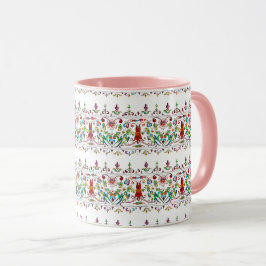 Taza Ilustracion Vintage Floral Bird