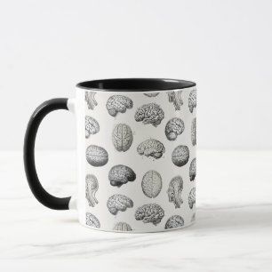 Taza Ilustraciones de Anatomía Cerebral Biología Vintag