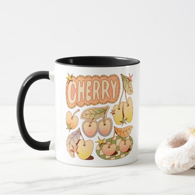 Taza Ilustraciones de cerezo/cerezo (Con donut)