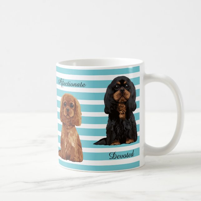 Taza ilustrada arrogante del perro de aguas de rey (Derecha)