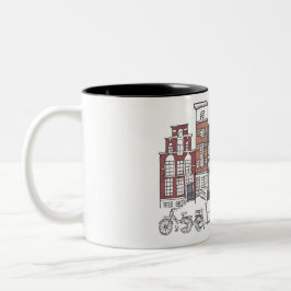Taza ilustrada de Amsterdam y de las bicis