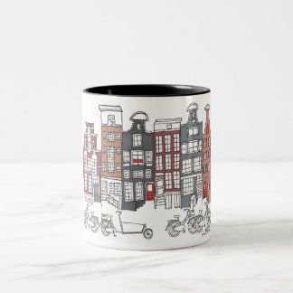 Taza ilustrada de Amsterdam y de las bicis