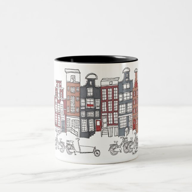 Taza ilustrada de Amsterdam y de las bicis (Centro)