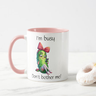 Taza "I'm Busy Don't Bother Me" Sassy Pickle Girl Mug