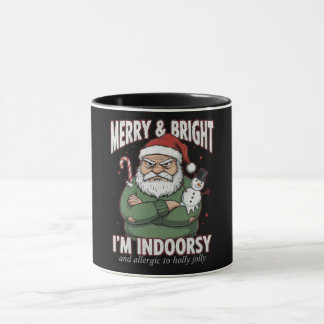 Taza I'm Indoorsy" Grumpy Santa T-Shirt,Funny Christmas