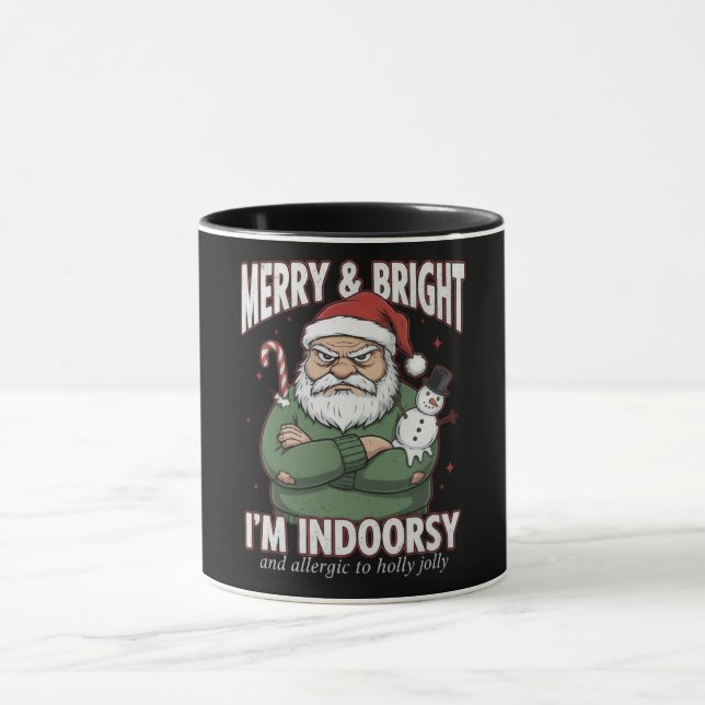 Taza I'm Indoorsy" Grumpy Santa T-Shirt,Funny Christmas (Centro)
