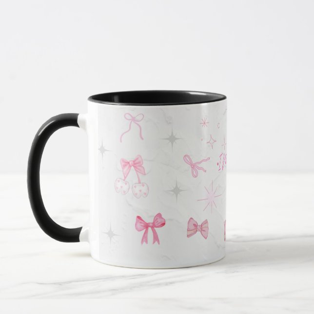 Taza I'm Just a Aesthetic Mug / Pink Bows & Sparkles (Izquierda)