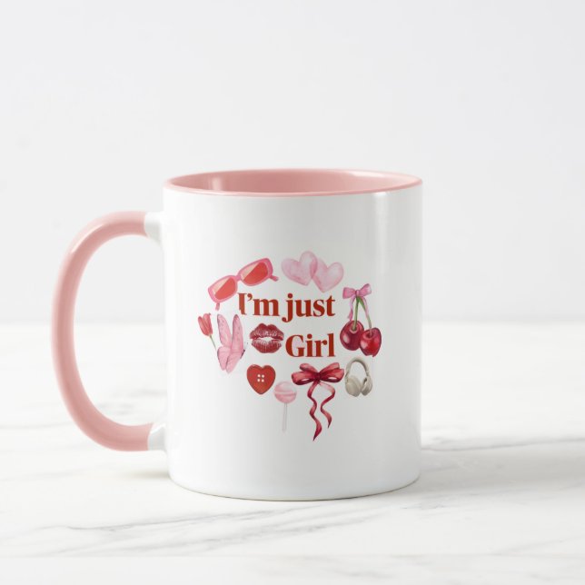 Taza I'm Just Girl – Cute Pink Aesthetic Mug  (Izquierda)