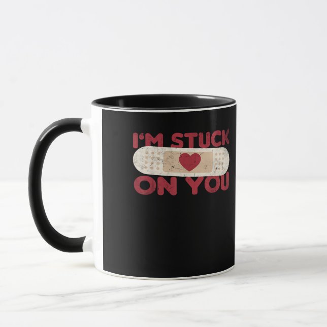 Taza Im Stuck On You Funny Band Aid Nurse Gift Playful  (Izquierda)
