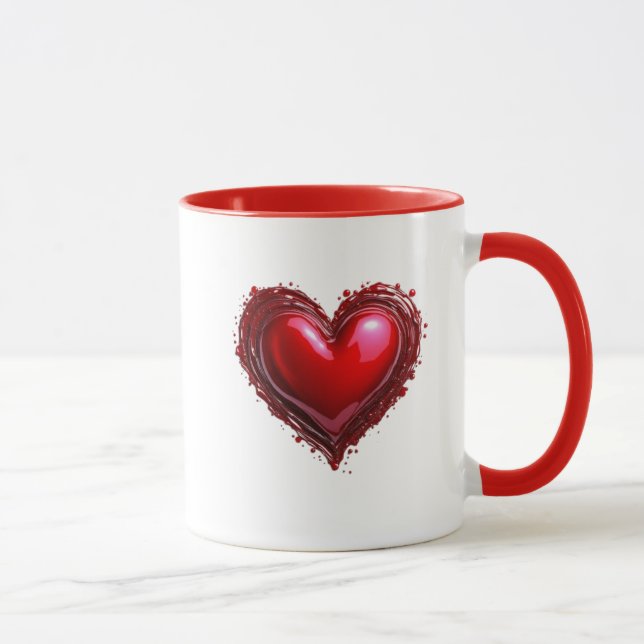Taza Image d'un coeur rouge semblable à un bijou. (Derecha)