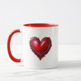 Taza Image d'un coeur rouge semblable à un bijou.