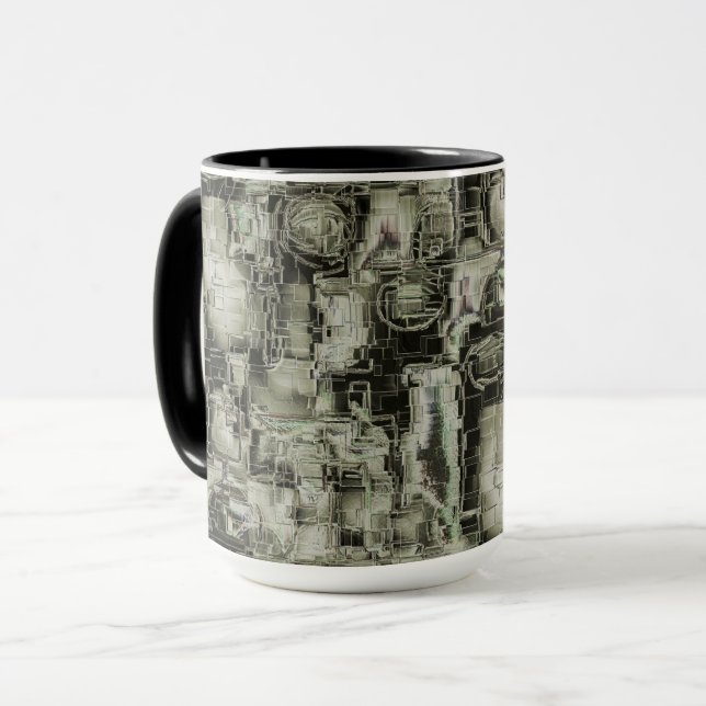 Taza Imagen abstracta de mosaico tallado en tonos grise (Anverso izquierdo)