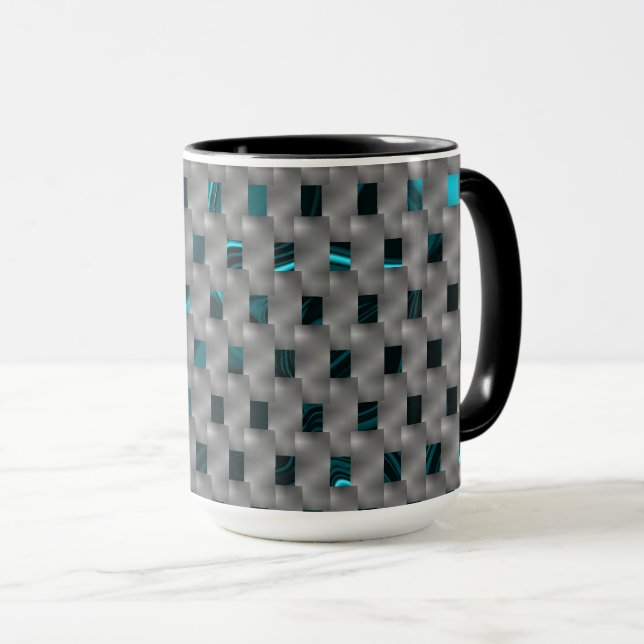 Taza Imagen cian bajo placas grises, formas rectangular (Anverso derecho)