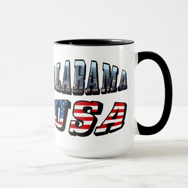 Taza Imagen de Alabama y fuente de bandera de Estados U (Derecha)