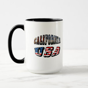 Taza Imagen de California y texto de bandera de Estados