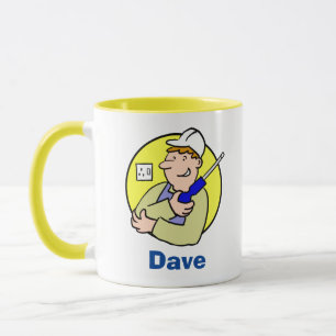 Taza Imagen de electricista con café de nombre