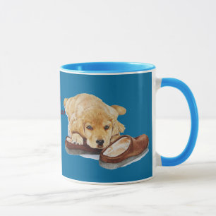 Taza imagen del perro de perrito lindo del golden