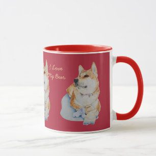 Taza imagen original de un hermoso perro akita