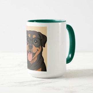 Taza Imagen personalizado de rottweiler mug. perro gafa