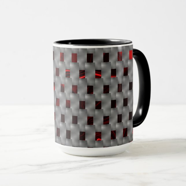 Taza Imagen roja bajo placas grises, formas rectangular (Anverso derecho)