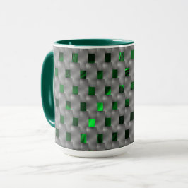 Taza Imagen verde bajo placas grises, cuadrados oblongo