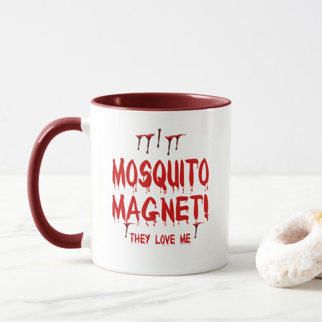 Taza Imán de mosquito que gotea sangre me aman (Con donut)