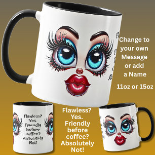 Taza ¿Impecable? Agregar mensaje de nombre, ojos fabul
