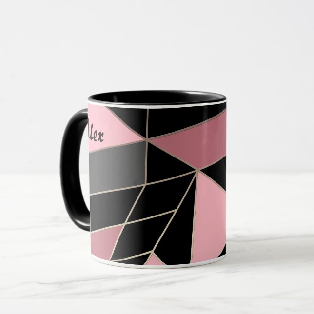 Taza Impresión abstracta moderna de triángulos geométri (Anverso izquierdo)