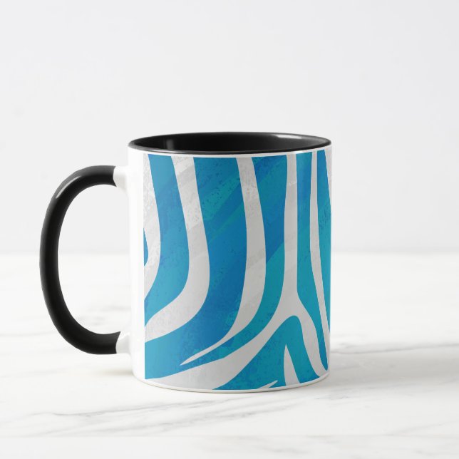 Taza Impresión azul y blanca de cebra (Izquierda)