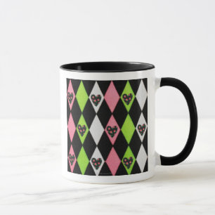 Taza Impresión colorida Harlequin con café Rosa M