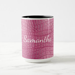 Taza Impresión de animal de cocodrilo falso rosa